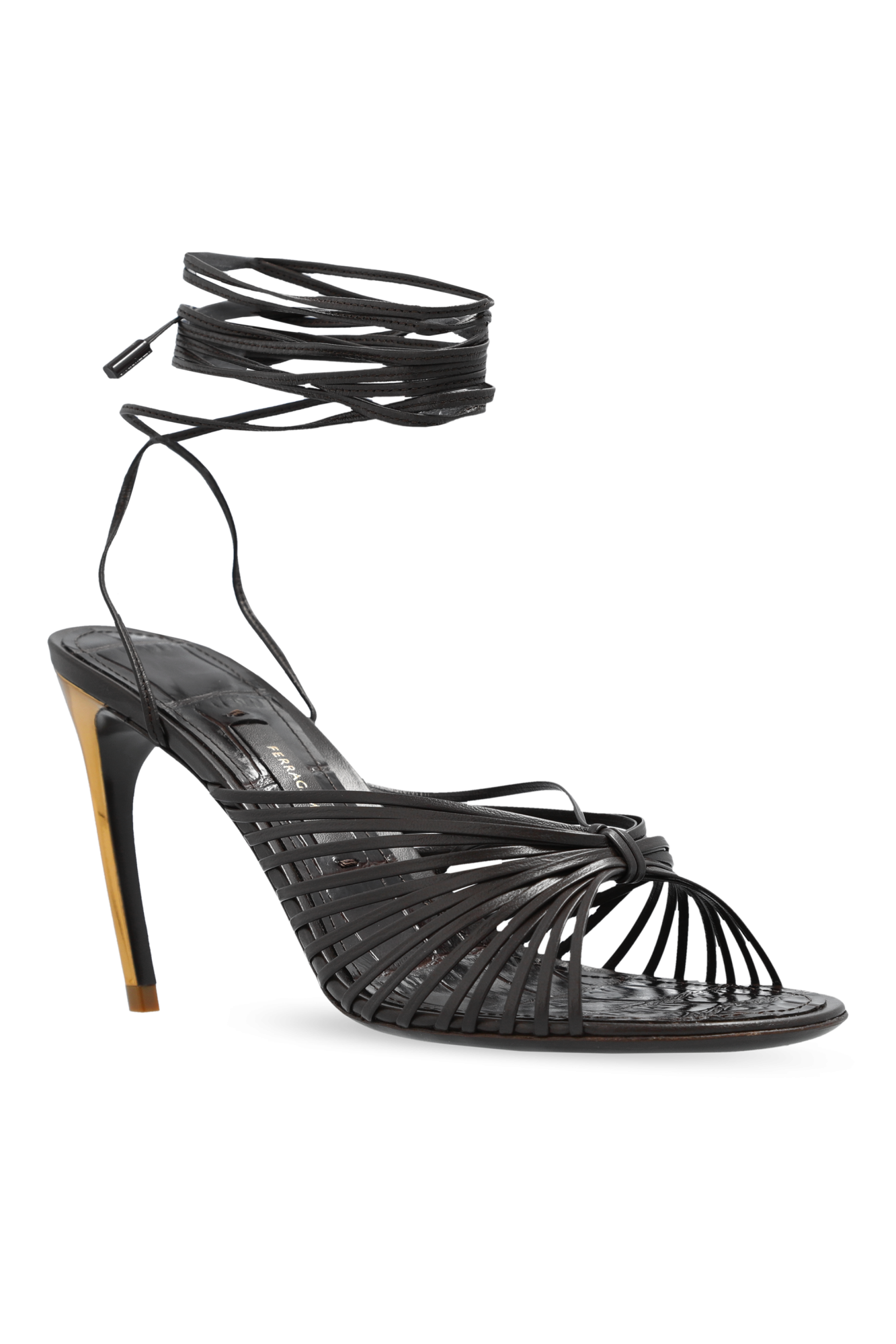 サンダル・ミュール Salvatore Ferragamo Dark Brown Leather Atena Sandals Brown Heeled sandals 'Atena' FERRAGAMO - Vitkac Canada